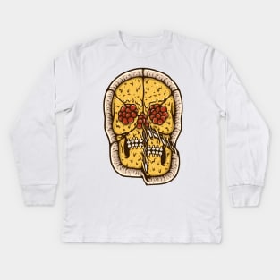 Pizza Skull Kids Long Sleeve T-Shirt